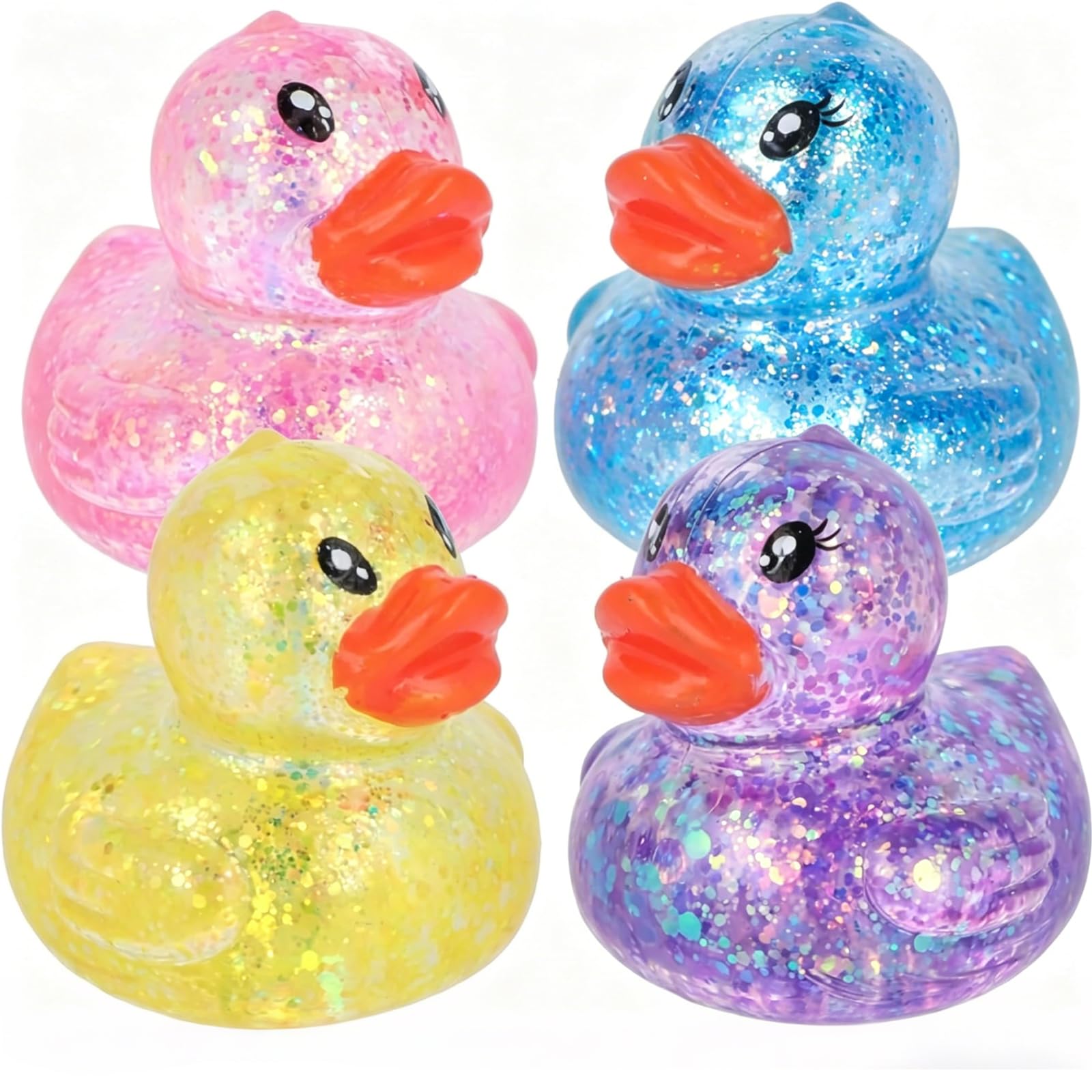 4 Pcs Duck Squishy, Sugar Squishy, Duck Toys Squishes Bath Ducks Stress Toy Squishies Fidgets Squeeze Toys Relief Party Bags Fillers, for Birthday Party Favors