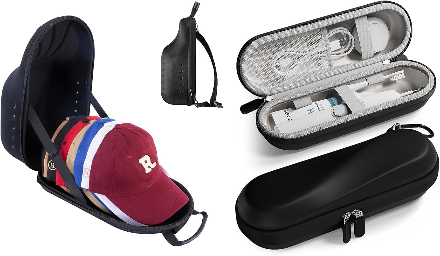 ProCase Hard Hat Travel Case for Baseball Caps Bundle with Electric Toothbrush Travel Case for Oral-B Pro/iO/Smart & Philips Sonicare