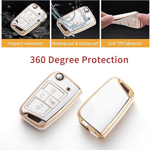 Miniatura 4 de Gematay Funda para llavero VW Volkswagen con cordón para llavero funda protectora de TPU suave compatible con VW Tiguan Golf Jetta Polo Atlas Skoda