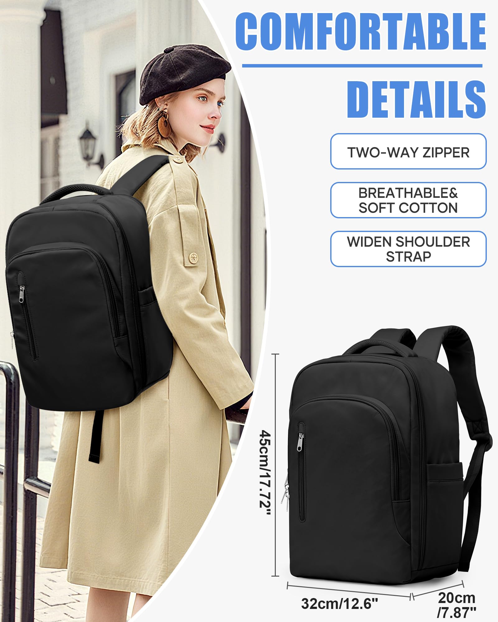 BJLFS Zaino Ryanair 40x30x20 Sottovuoto con Pompa Zaino da Viaggio Ryanair 40x20x25 Borse da Cabina per Wizzair Bagaglio a mano Easyjet Sottovuoto Zaino Casual per Laptop 14 Pollici