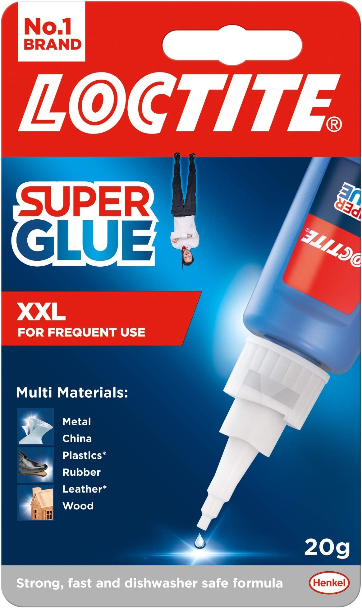 XXL, Strong All Purpose Liquid Adhesive for Accurate Repairs, controlled application on hard to reach surfaces, bonds in seconds, waterproof, multi material, DIY, super glue, 20g