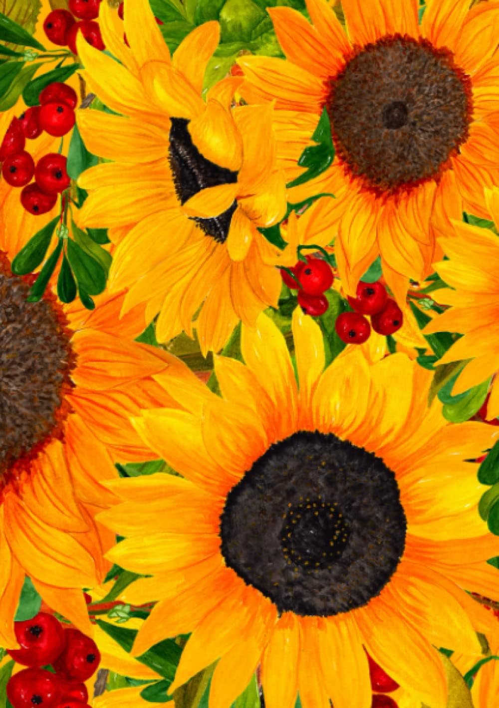 2023 Diary A5 Page A Day: Cute Yellow Sunflowers One Page Per Day To View Dated From Jan 2023 To Dec 2023 Daily Diary Planner Organiser Fully Lined Journal With Calendars For Women Girls