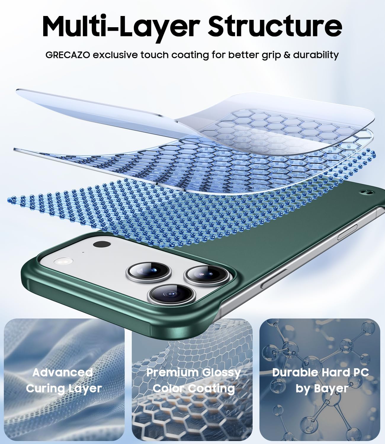 Magnetic Ultra Thin Frosted Designed for iPhone 17 Pro Max Frameless Case 6.9 inch [Compatible with MagSafe] Slim Minimalist Lightweight Matte Hard Cover Protective Borderless Case-Dark Green - Image 4