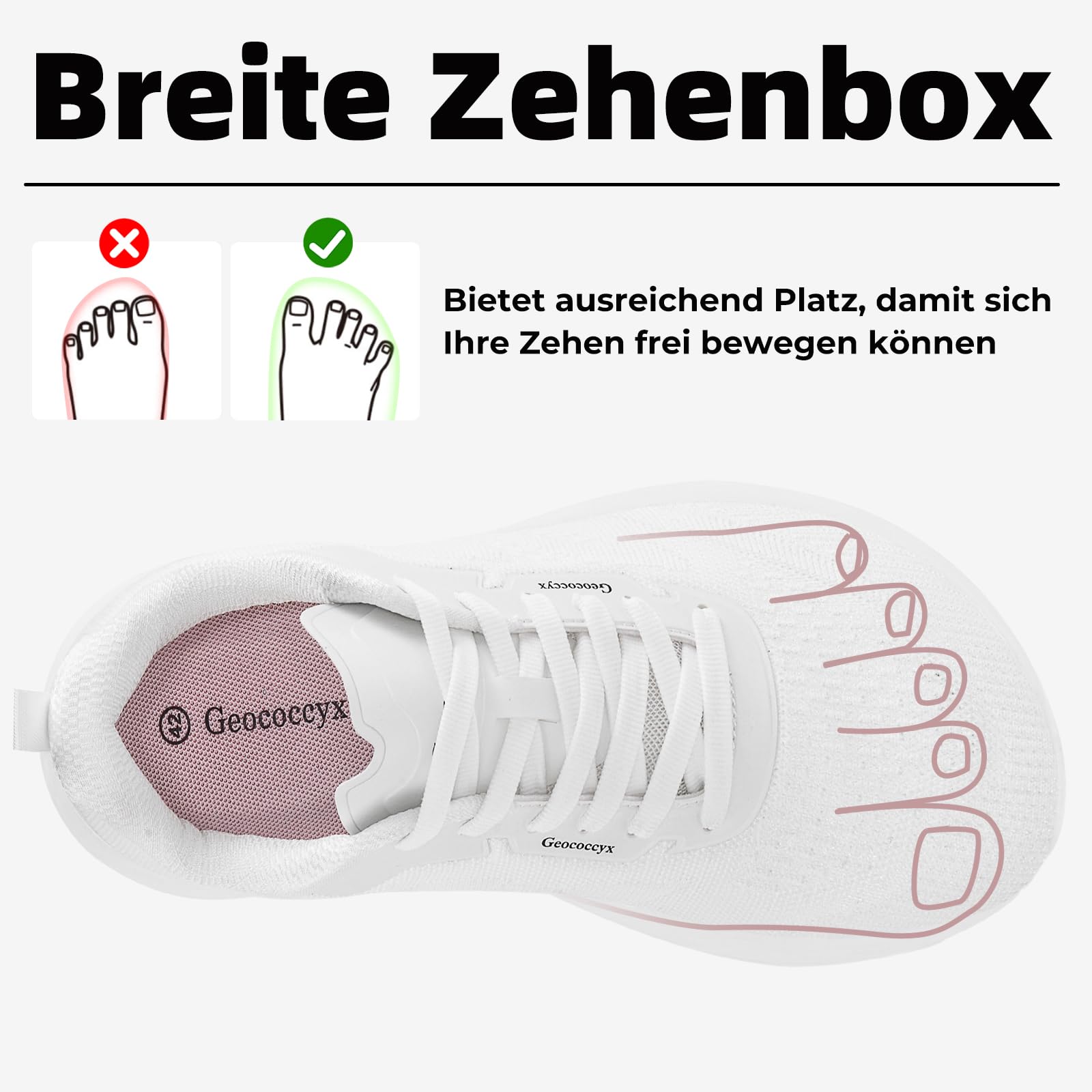 Sportschuhe Herren Breite Zehenbox Sneaker Atmungsaktiv rutschfest für Alltag und Outdoor