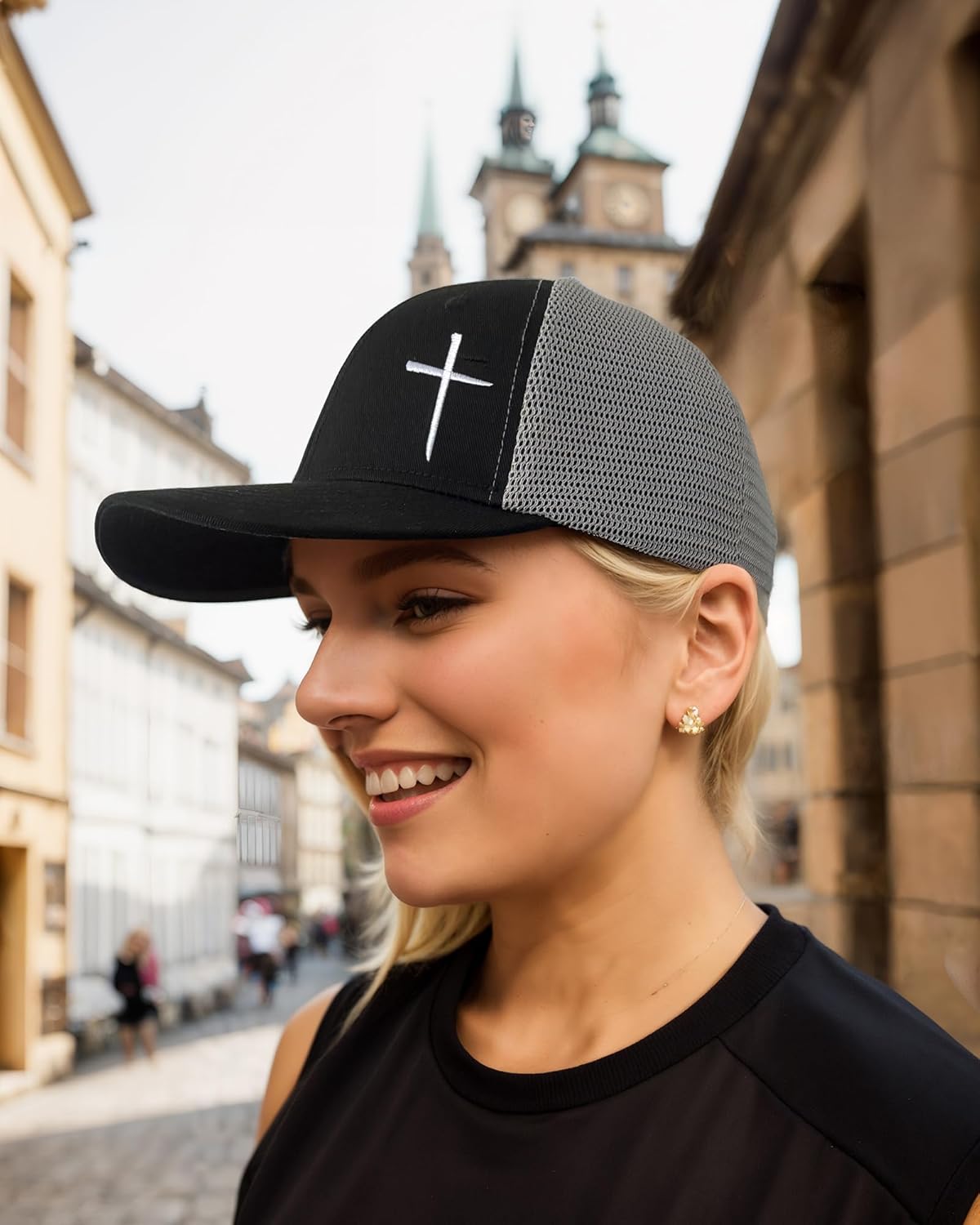 Christian Hats for Men Women, Embroidered Jesus Cross Trucker Hat - Image 3