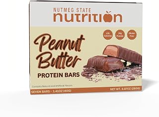 FITWISE - High Protein Layer Bars, 15g Protein, Low Calorie, Low Fat, Low Cholesterol, Aspartame Free, Vegetarian Breakfast Snack Bar, 7 Servings Per Box (Peanut Butter)
