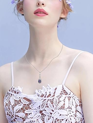 Miniatura 4 de Collar para mujer de plata de ley 925 con piedra natal ovalada con circonita cúbica infinita, collares con colgante para ella, regalos de cumpleaños