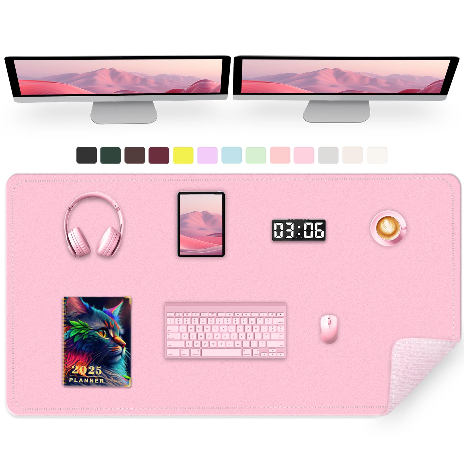 Large Desk Pad, 47.2" x 17" PU Leather Desk Mat for Desktop, Non-Slip Office Desk Mat for Desk, Desk Blotter Pad, Waterproof Computer Pad for Desk,