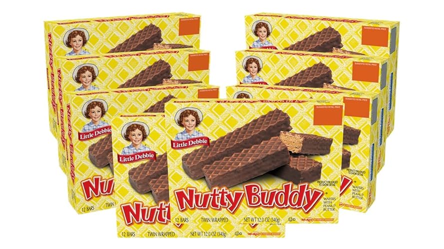 Little Debbie Nutty Buddy Wafer Bars, 96 Twin-Wrapped Wafer Bars (Pack of 8) - Peanut Butter - 96 Count (Pack of 8)