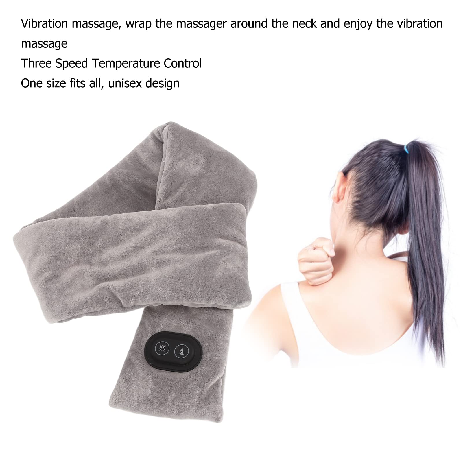Heating Scarf, Vibration Massage Electric Heated Scarf For Neck Pain Relief, Double Sided charpie Thick Soft Three Speed Shock adjust Heated Neck Wrap For Women Men, 32 3 X 4 1in