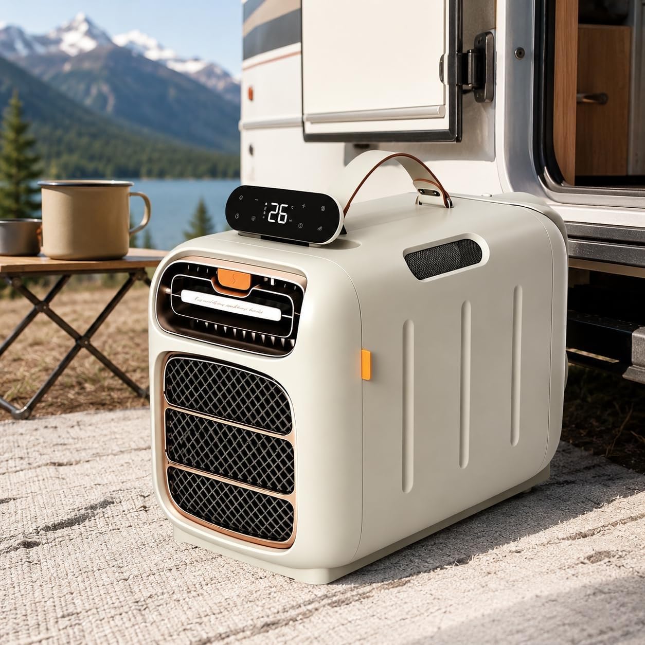 Compact Portable Camping AC, 4800 BTU Low Power 420W Unit, Cooling, Heating, Dehumidifier, Remote Controlled for RV, Tent, Car & Pet Room