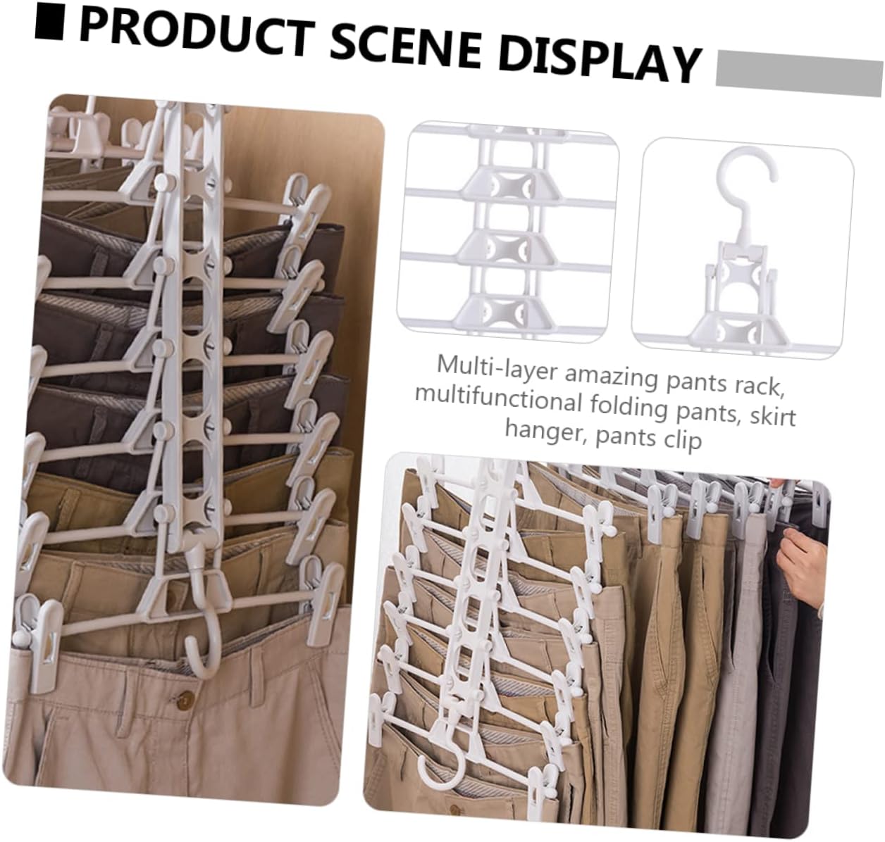 Cabilock 1pc Pant Hangers Clips Pants Hangers Portable Drying Rack Trouser Rack