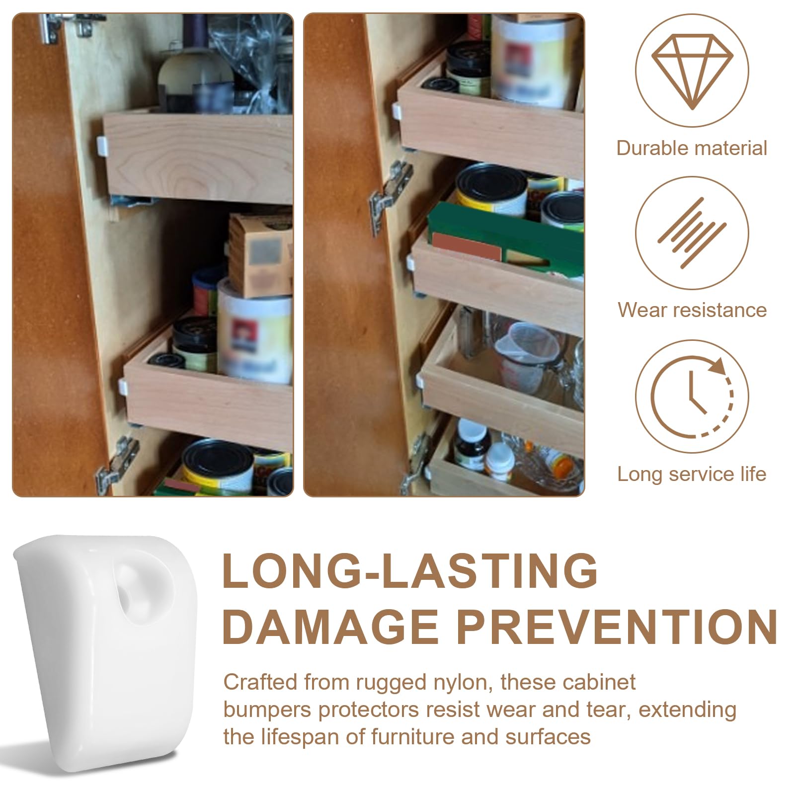 15 protectores deslizantes para cajones de muebles para estantes enrollables, almohadillas de nailon antimarcas, protectores de puerta de armario resistentes a los arañazos, prevención de daños y