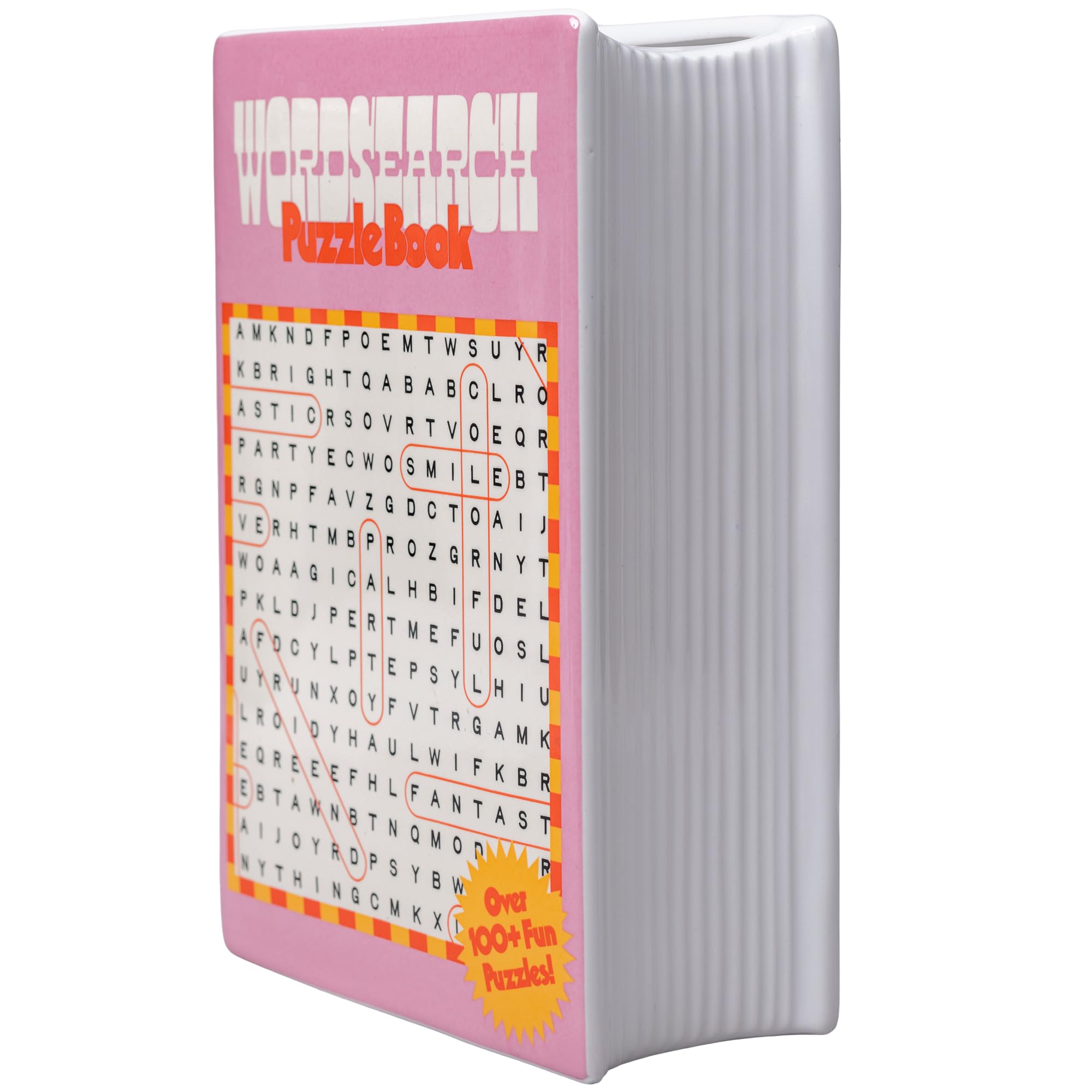 ban.do Jarrón decorativo con forma de libro, jarrón de cerámica con búsqueda de palabras, decoración de estante para el hogar u oficina (búsqueda de palabras)