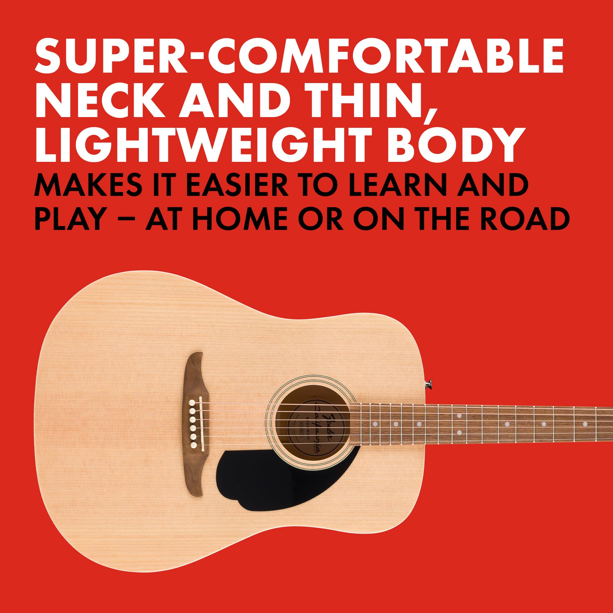 Debut Fender California Redondo Dreadnought Gitara akustyczna z świerkiem, pickguard, naturalny | California Series, początkująca gitara akustyczna, naturalne wykończenie, 2-letnia , starter dla dorosłych, jakość Fender