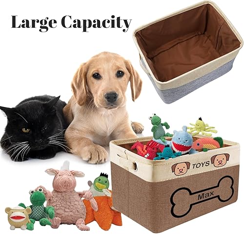 Miniatura 3 de Cesta de juguetes personalizada para perros, caja de juguetes personalizada para perros con nombre de mascota, bonita canasta plegable con asas,