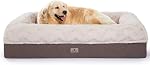 Mousse mémoire XL Lit pour chien XLarge Sized, Canapé pour chien extra grand orthopédique avec côtés et lin étanche, Lit pour animal de chasse lavable avec couvercle amovible, 50x38x13 De pouce, Beige