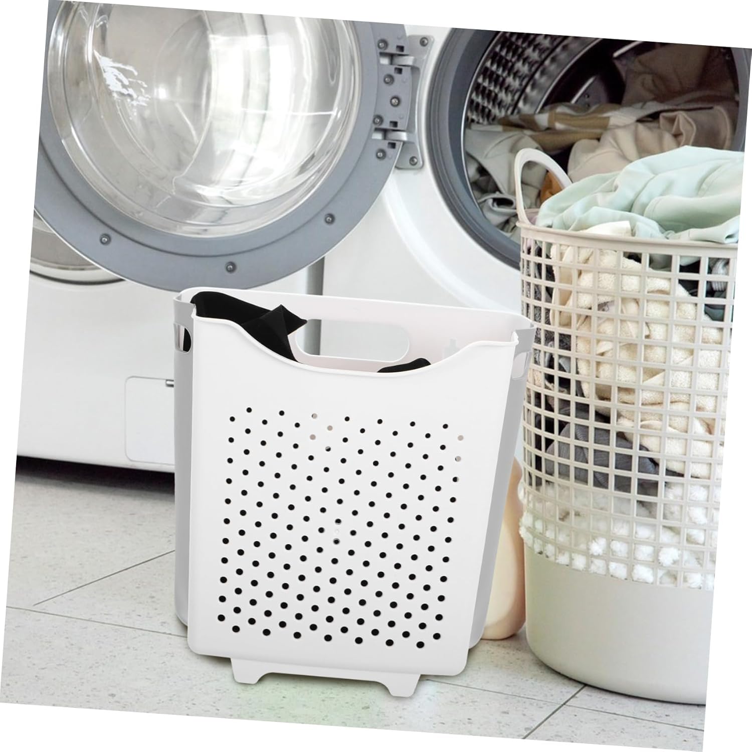 Collapsible Wall Mounted Laundry Basket Saving Clothes Hamper for Bathroom Laundry Room Organization with and Storage