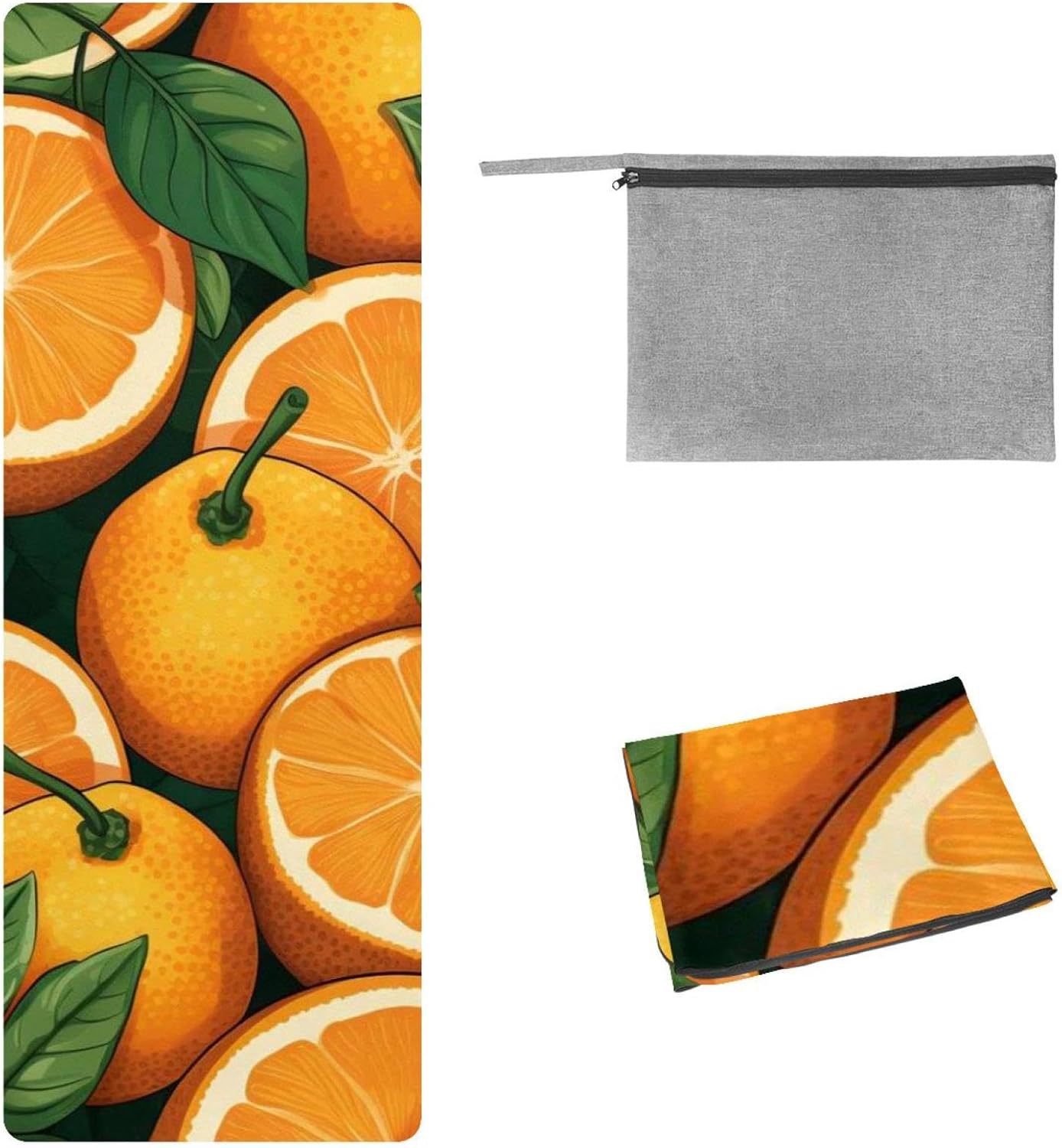 Yoga Towel, Orange Pattern Non Slip Sweat Absorbent Hot Yoga Mat Towel for Hot Yoga, Pilates and Fitness - 72.8" x 26.8"