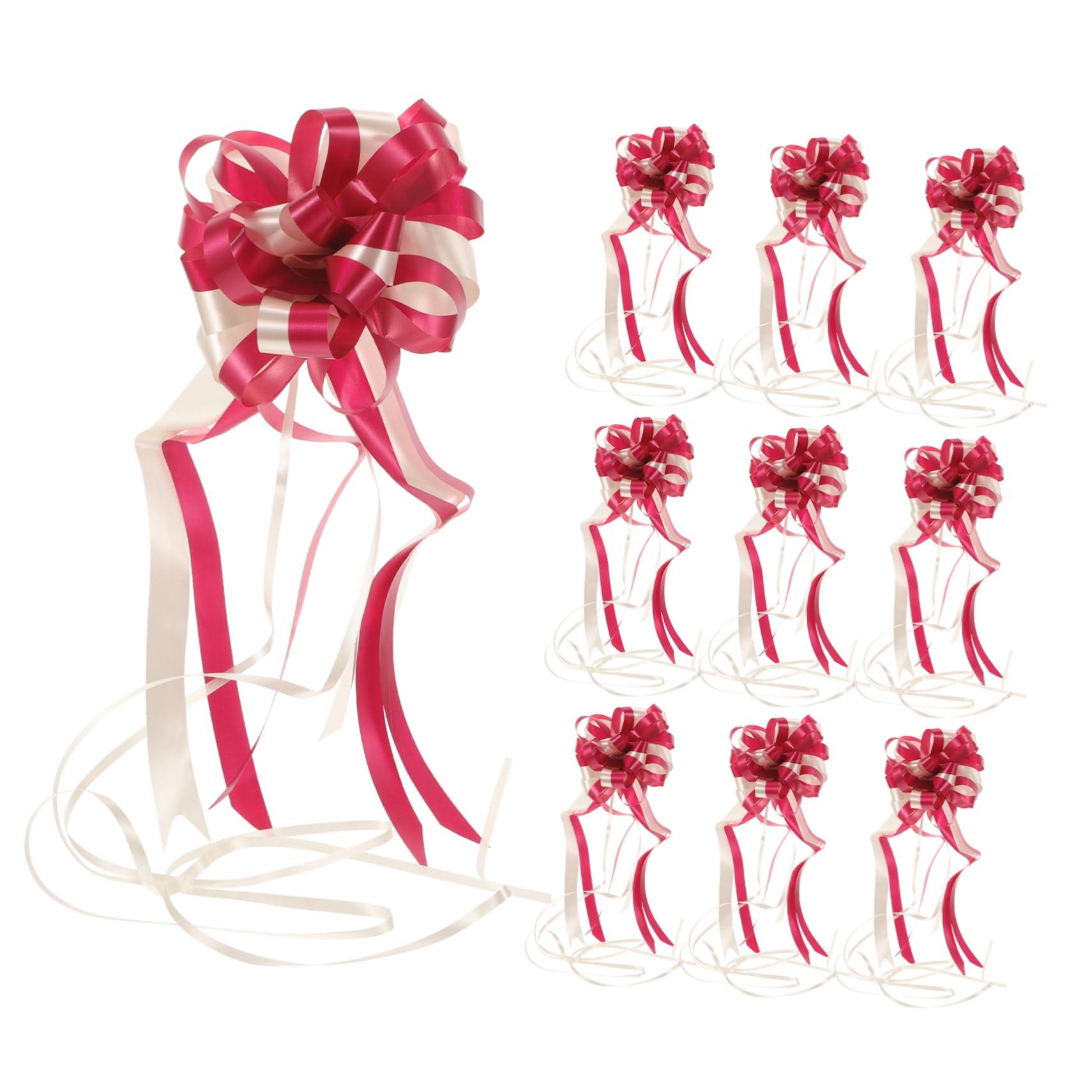 KOMBIUDA Set of 10 Hand Drawn Flower Bows Pull Strings Wedding Bunting Decoration Double Color for Parties