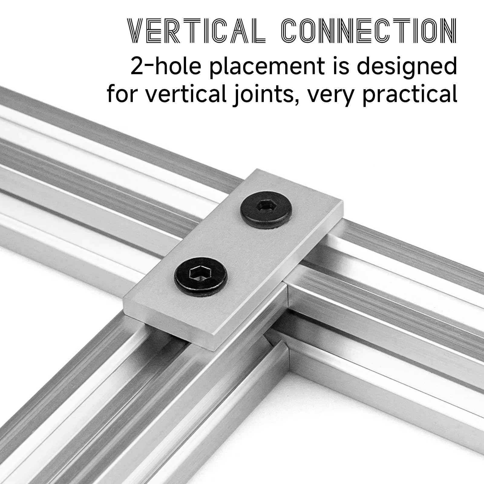 Placa de unión, 10 piezas de placa de unión de aluminio, soportes rectos planos de extrusión, placa de conexión de perfil de aluminio, herramienta de conexión, accesorios de placa de agujero