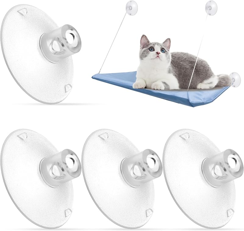 Ventosas de Reposição para Cama de Janela para Gatos Vin Beauty em PVC Transparente, Pacote com 4