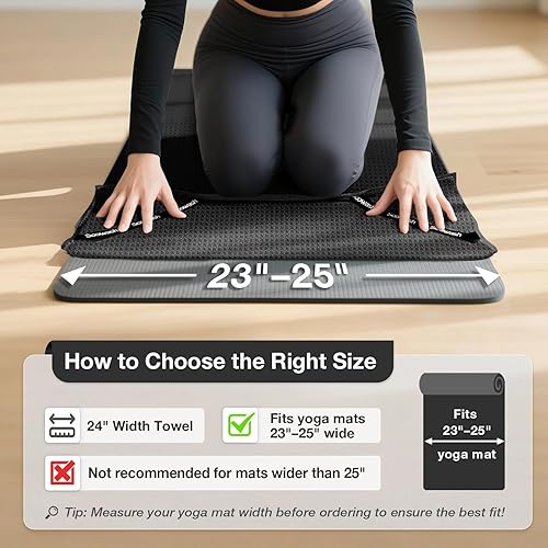 Miniatura 3 de Paquete de 2 toallas de yoga caliente, toalla de esterilla de yoga para yoga caliente, antideslizante con correa, accesorios de microfibra para