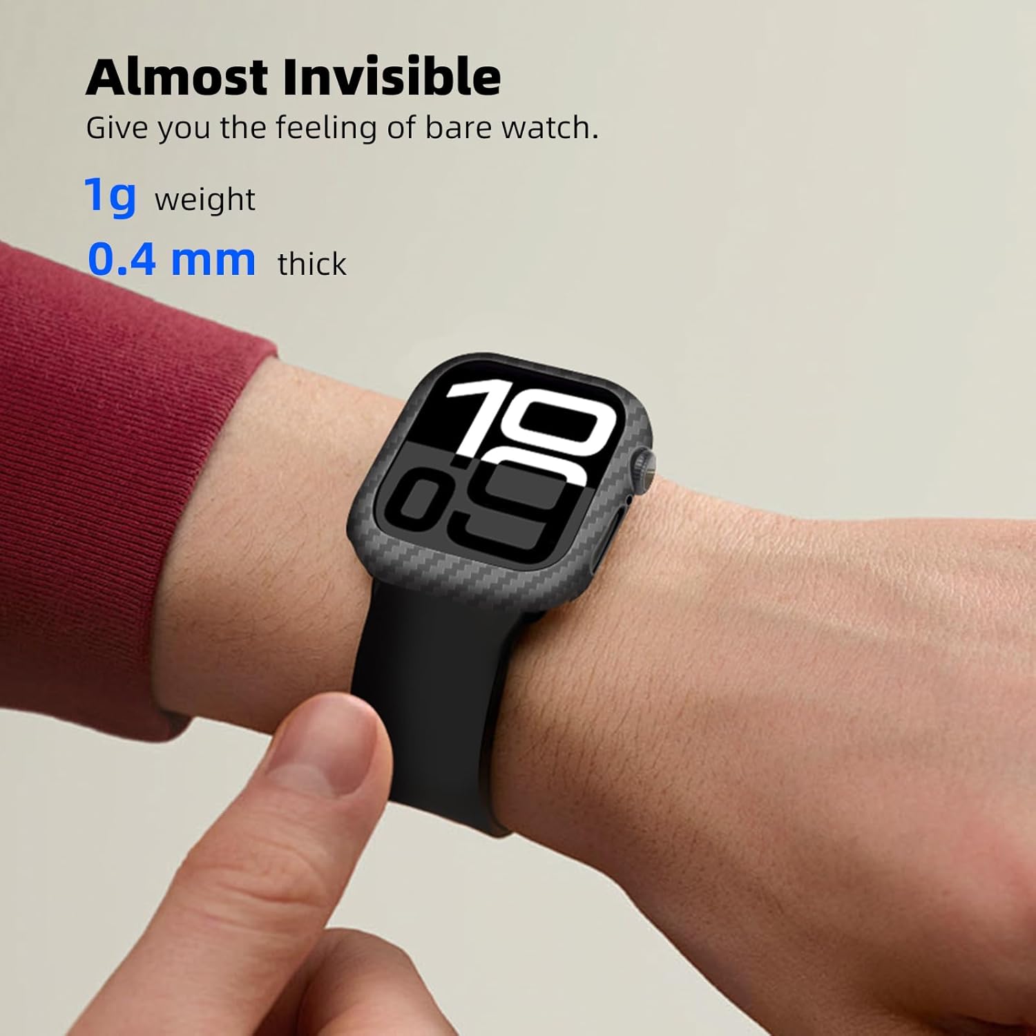 MONOCARBON Real 3K Carbon Fiber Case for 46 mm Apple Watch Series 10,Ultra Thin & Ultra Light Wrap-Around Hard Cover for 2024 New 46mm iwatch From Daily Scratches/Wear/Drop