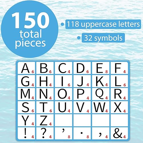 Miniatura 2 de Juego de 150 letras grandes de 7 pulgadas para tablón de anuncios, letras recortadas del alfabeto del mar del océano para exhibir tablones de