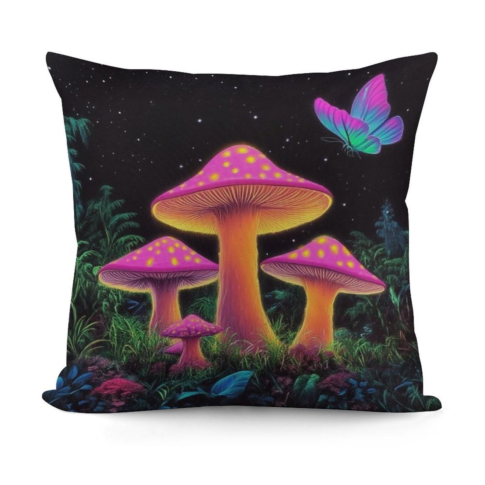 Smazdfxx Picture(644) All Seasons Decorative Throw Soft Comfort Trippy Red Mushrooms Butterfly Art Pillow Covers For Living Room Couch Bed Sofa