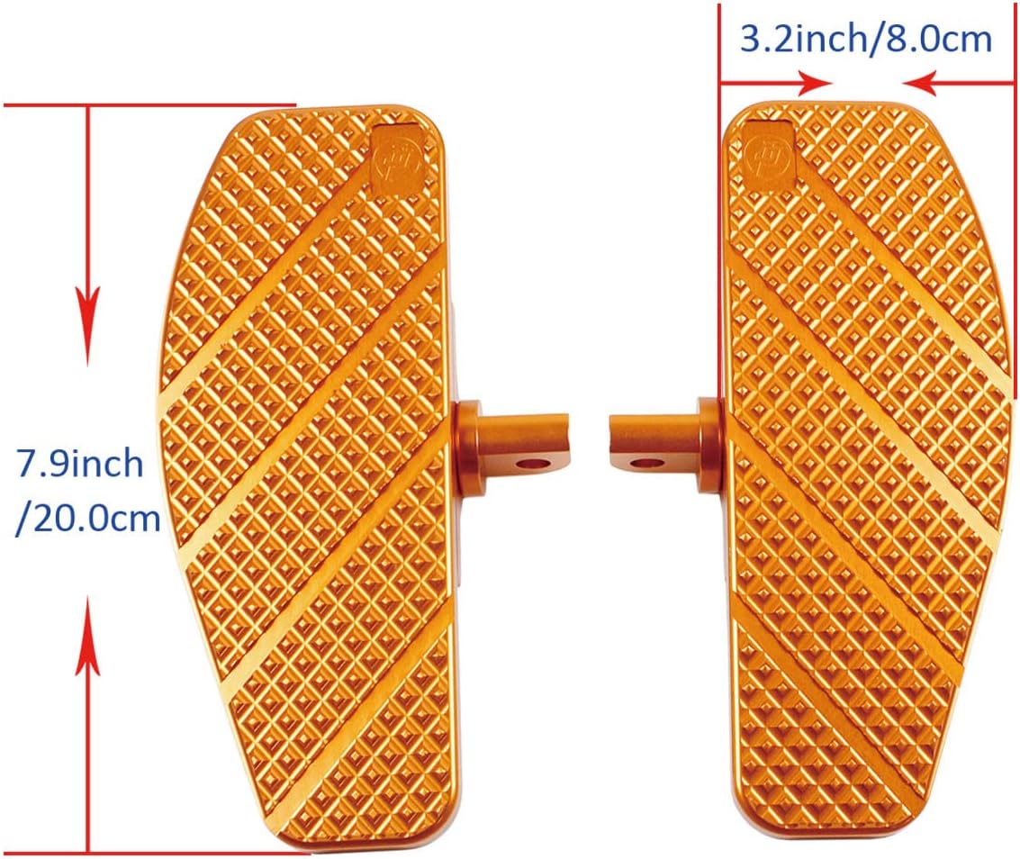 POWER JAMES 8.0 Inch Long Mini Foot Pedal Floorboard for Harley Davidson 1990-2017 Super Glide, Street Bob, Fat Bob, Low Rider, Low Rider S, Wide Glide, Breakout, Softail Standard, (Small Orange)