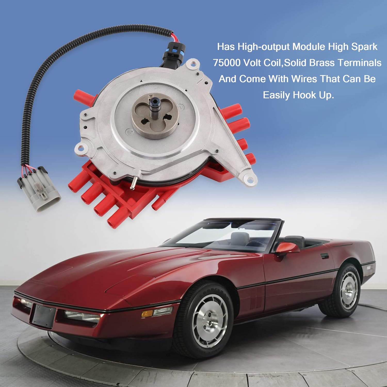 JDMSPEED Ignition Distributor 1104032 1103916 Replacement For Chevy Camaro/Caprice/Corvette/Impala SS, Replacement For Buick Roadmaster, Replaces 19212300 84-1833 with Cap and Rotor Wire Harness