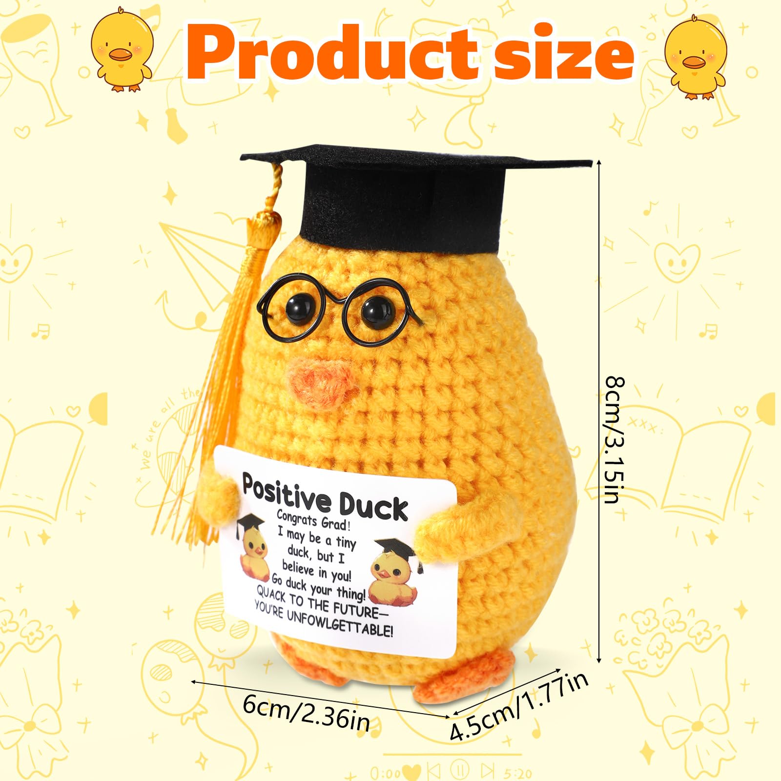 TOYMIS Graduation Crochet Duck with Card - Image 2