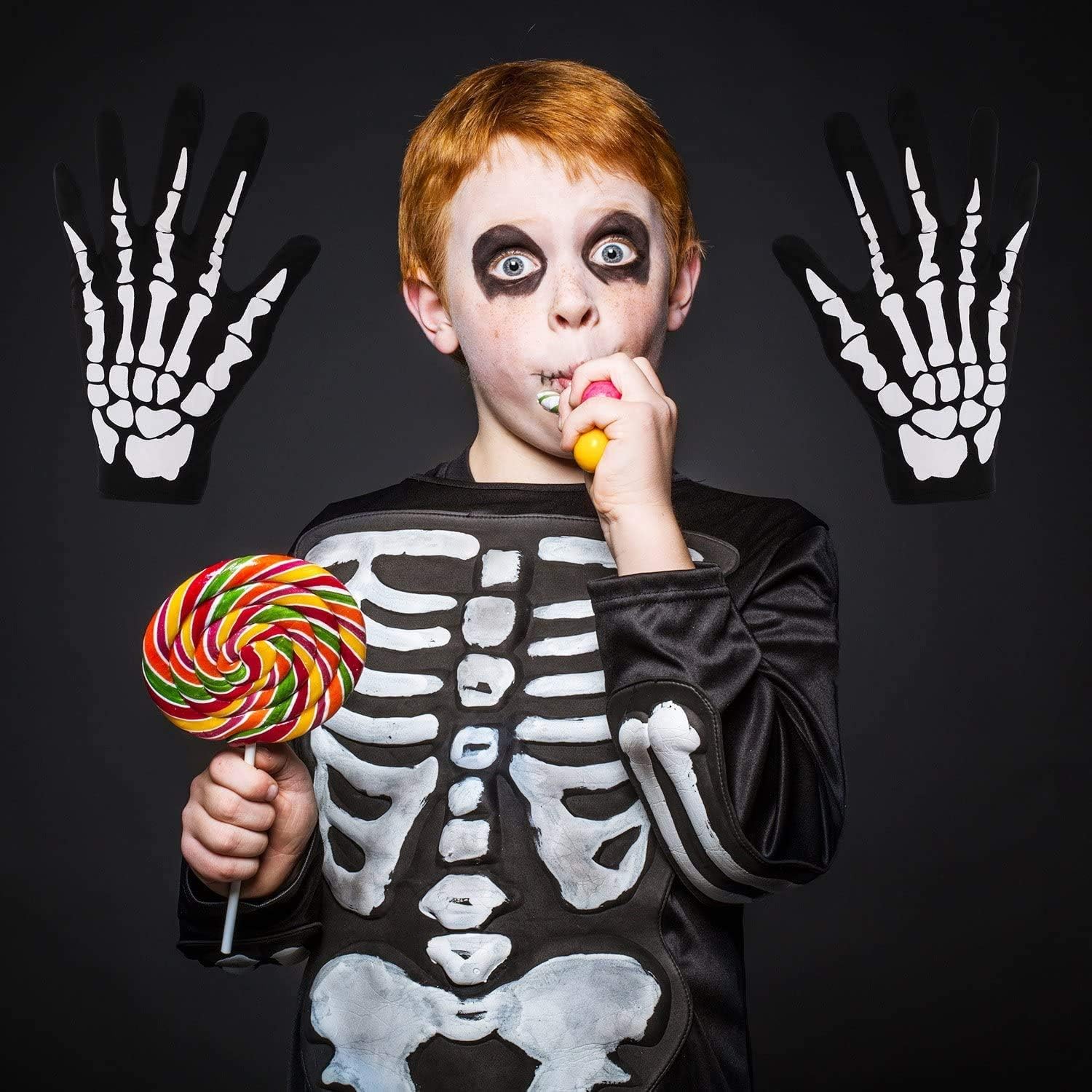 Halloween Skeleton Hand Gloves,Unisex Skull Bone Full Finger Gloves,for Halloween Costume Cosplay Men Women Accessories
