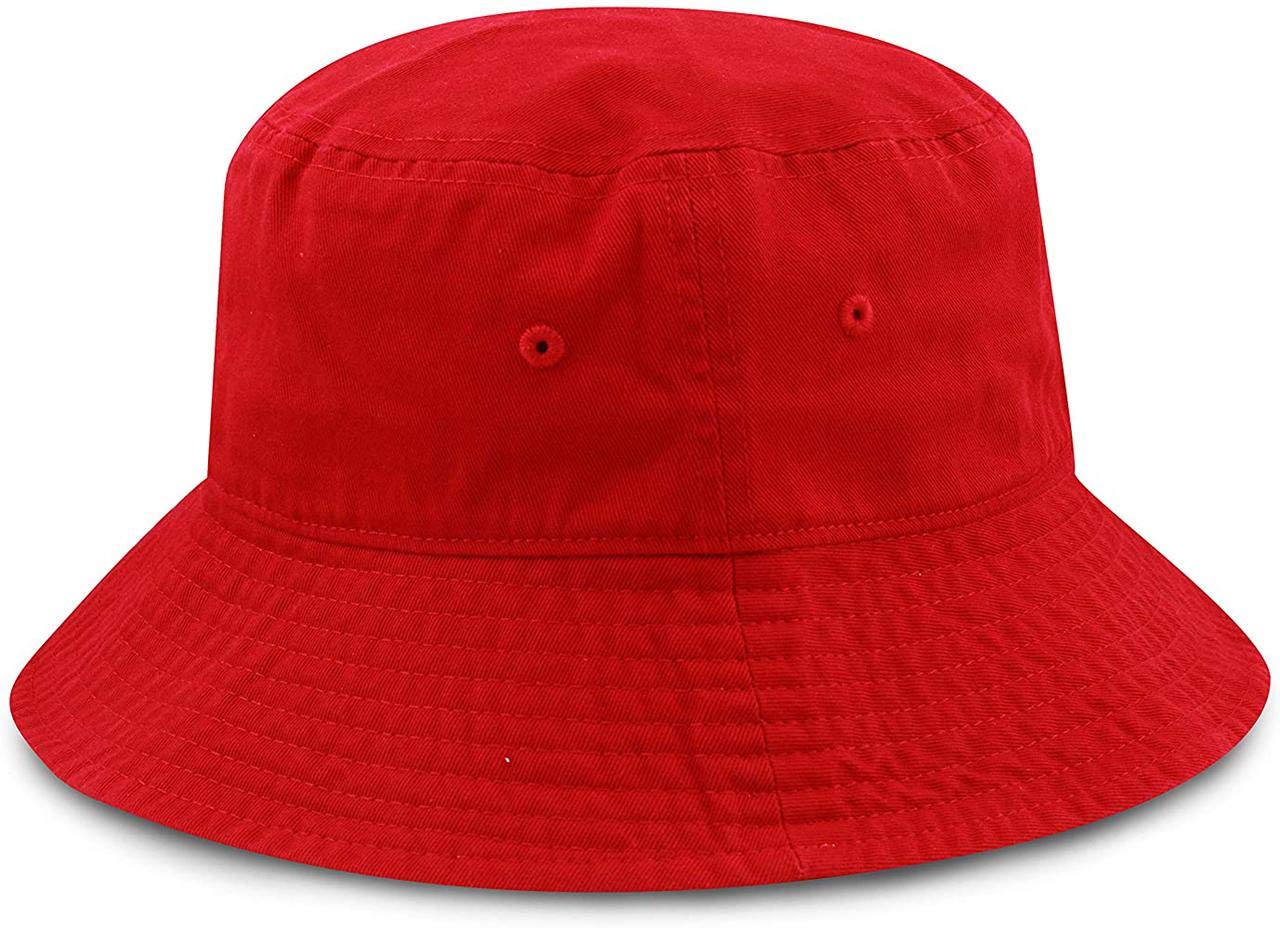 Red Unisex Bucket Cap, Regular Fit, All Seasons, Solid Color, Free Size, Adjustable, Lightweight, Hand Wash Only