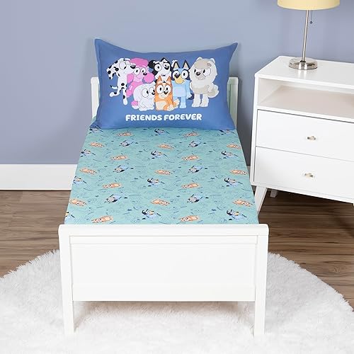 Miniatura 7 de Bluey Juego de ropa de cama de 4 piezas para niños pequeños, incluye edredón, juego de sábanas, sábana bajera, sábana superior + funda de almohada