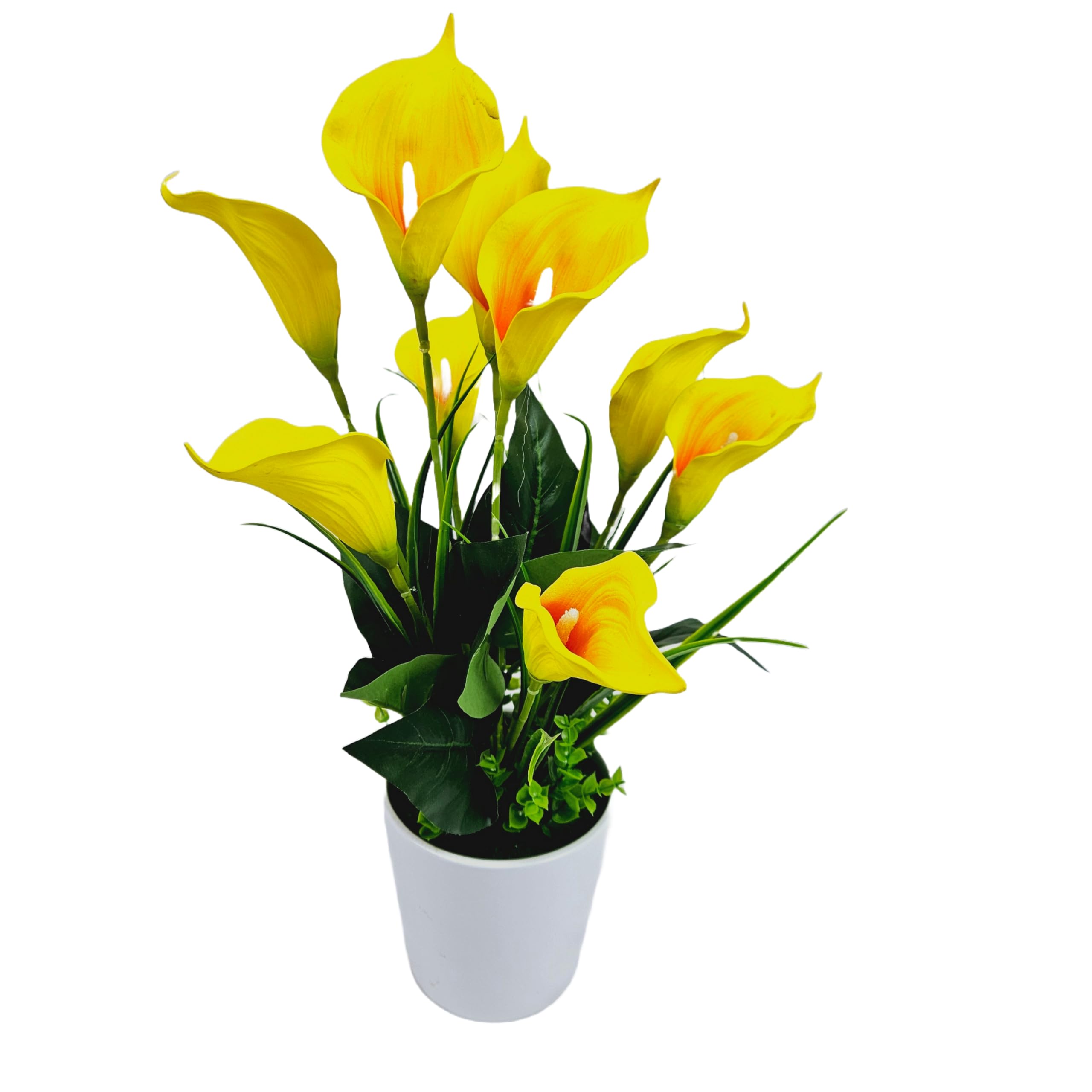 Tecnokit Piante Finte Interno, Piante Artificiali da Esterno realistiche, con vaso incluso, pianta finta, materiale plastico realistico al tatto, adatto per tutti gli ambienti (CALLE 40 CM GIALLO)