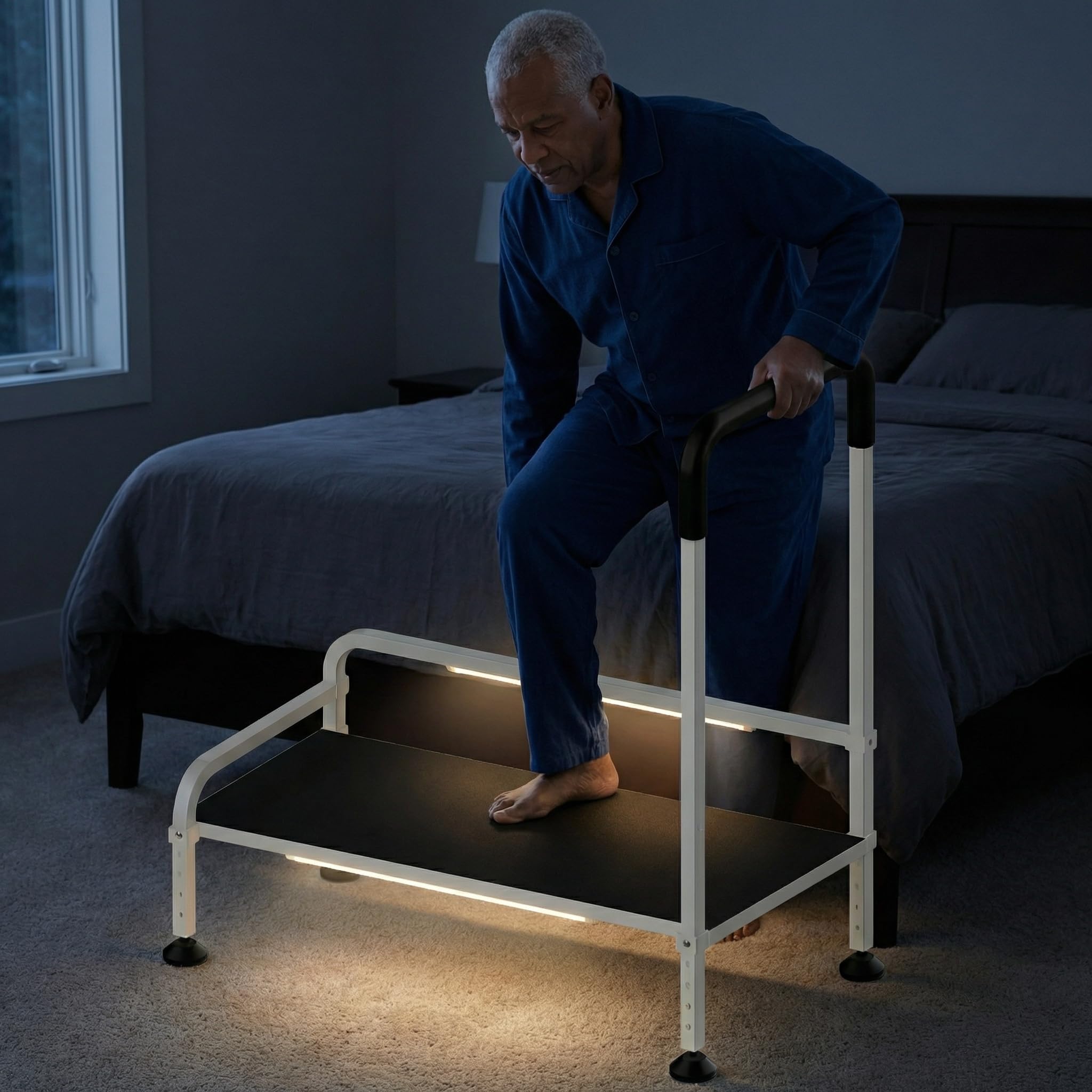 Marchepied réglable avec rampe pour lit et canapé, tabouret d'accès sécurisé