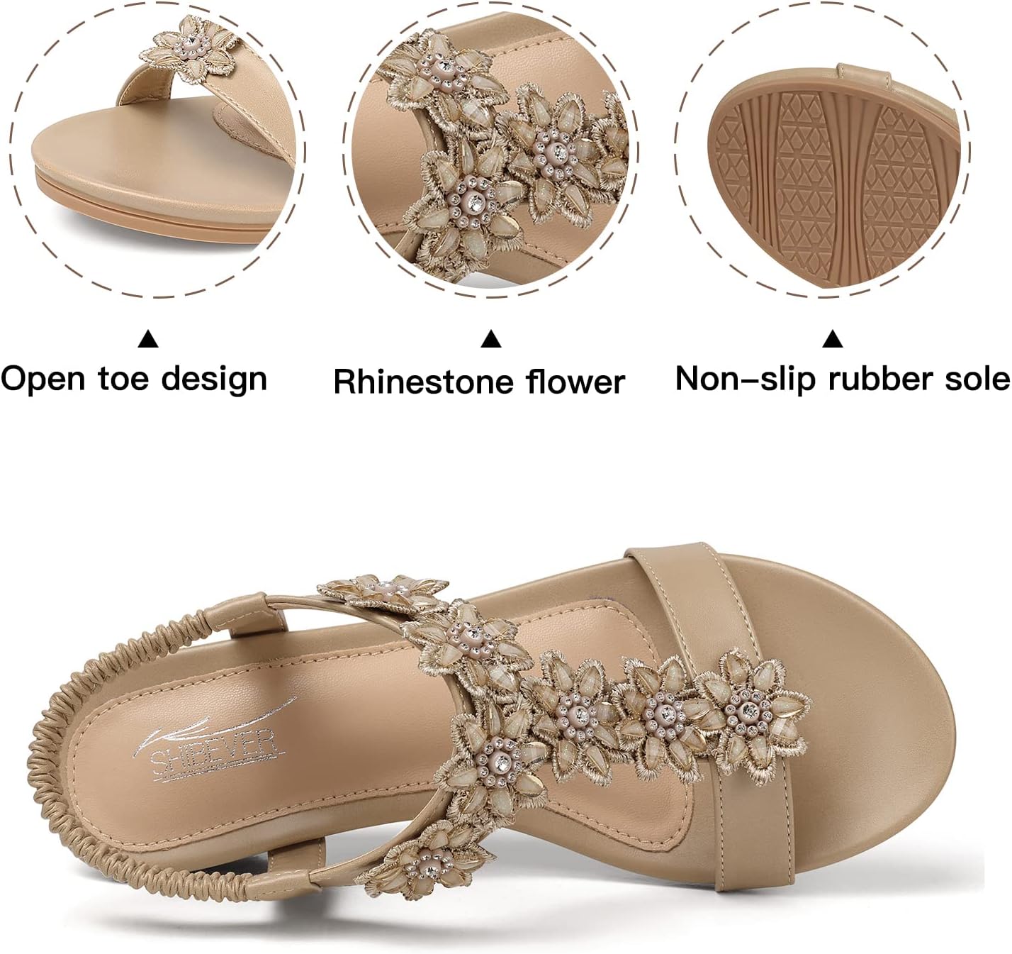 SHIBEVER Wedge Sandals for Women Dressy: Summer Platform Comfortable Low Wedges Womens Sandal - Image 4