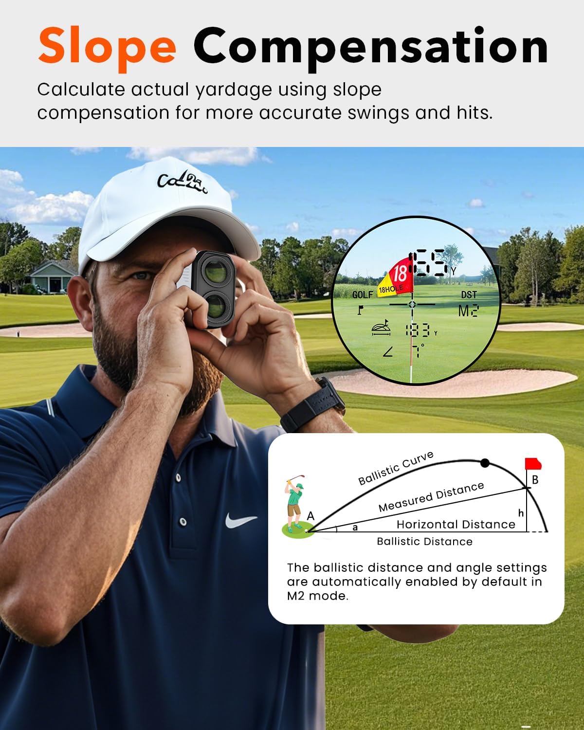 Golf Rangefinder with Slope - 1300/1500 Yards Laser Range Finder for Golf & Hunting, 7X Magnification, High-Precision Flag Locking Vibration, Rechargeable, IP54 Waterproof, Built-in Magnetic Strip - Image 3