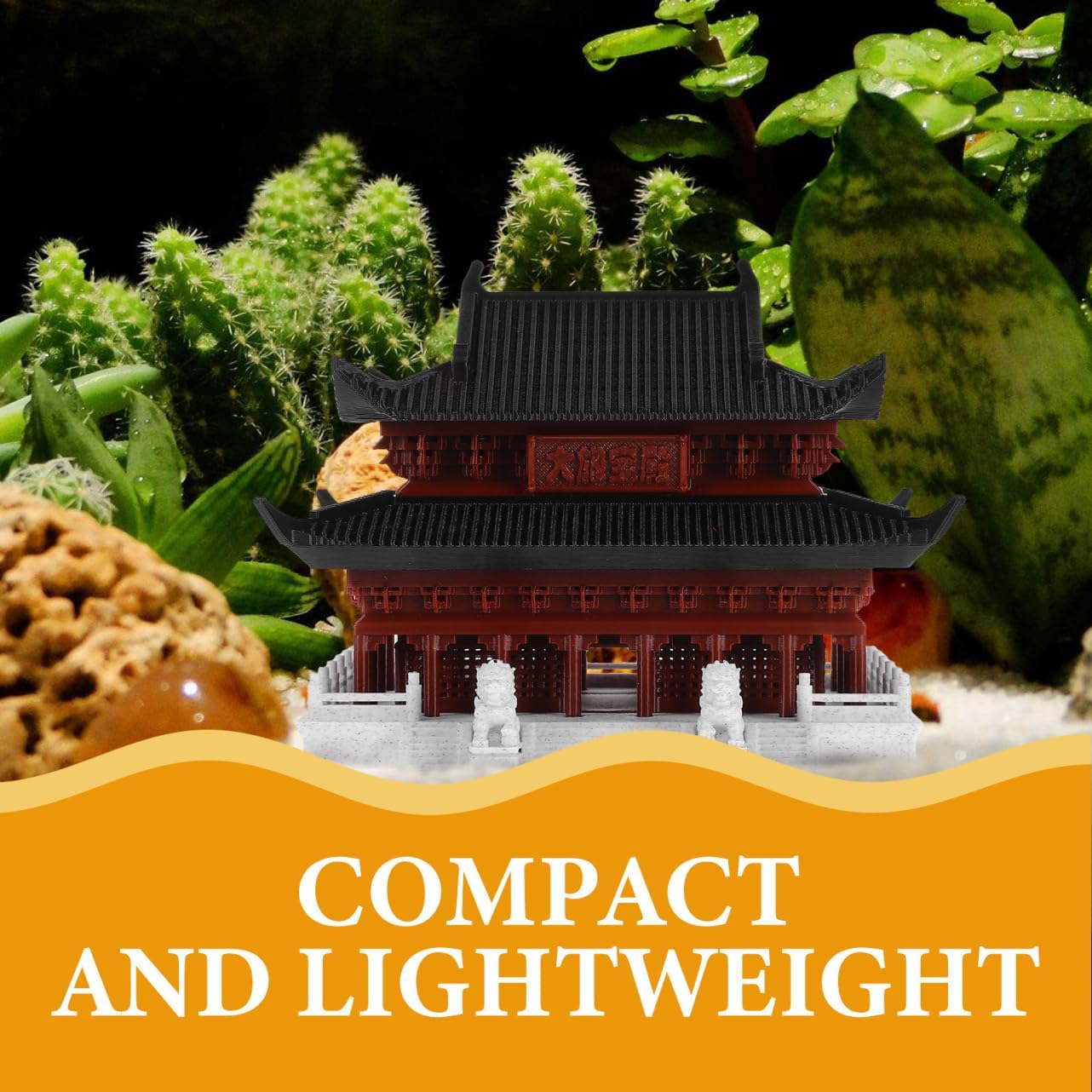Ancient Chinese Building Model, Plastic Miniature Bonsai Desktop Decor