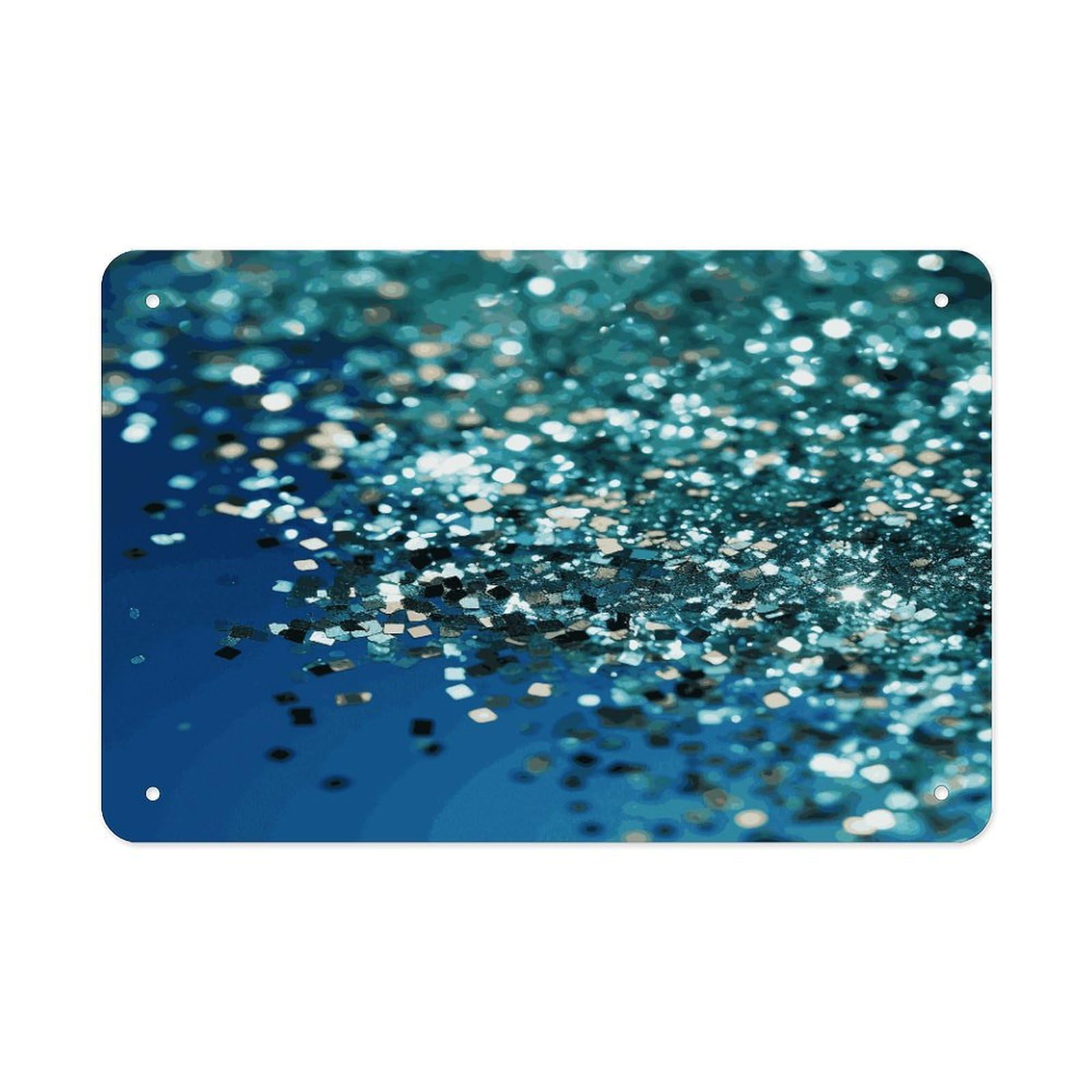 Fekiloot Style Glittered Blue Background Metal Signs Wall Art Tin Sign