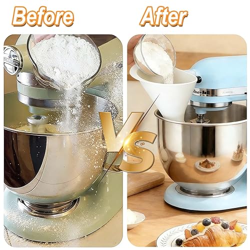 Miniatura 6 de Embudo de harina para mezclador de ayuda de cocina, accesorio fácil de verter sin ensuciar y se adapta a cabezal inclinable de 4.5 a 7 cuartos de