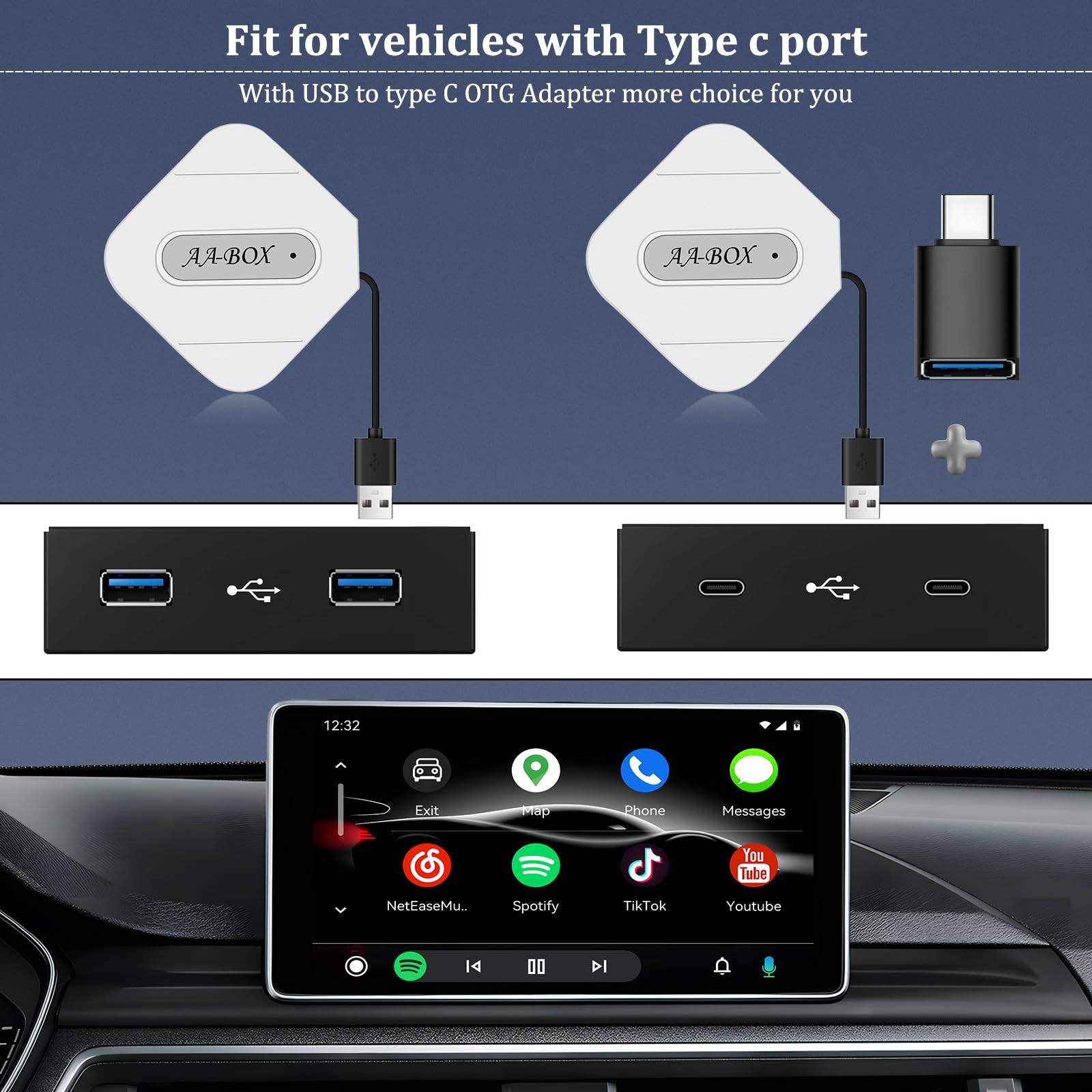 Wireless Android Auto Adapter,Wireless Android Auto Dongle,Android