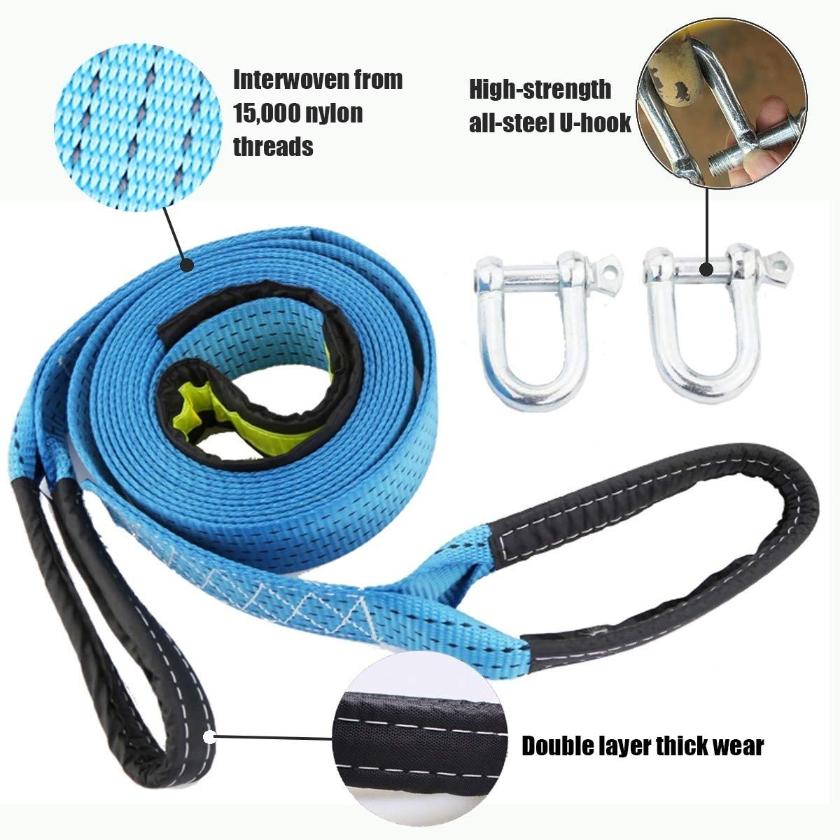 Nylon Abschleppseil, Hochleistungs Abschleppgurt 4x4, 8 Tonnen Abschleppgurt, mit 2 Sicherheitshaken und Aufbewahrungstasche, für Auto/SUV/Landwirtschaftsfahrzeug (Size : 3m/8t)