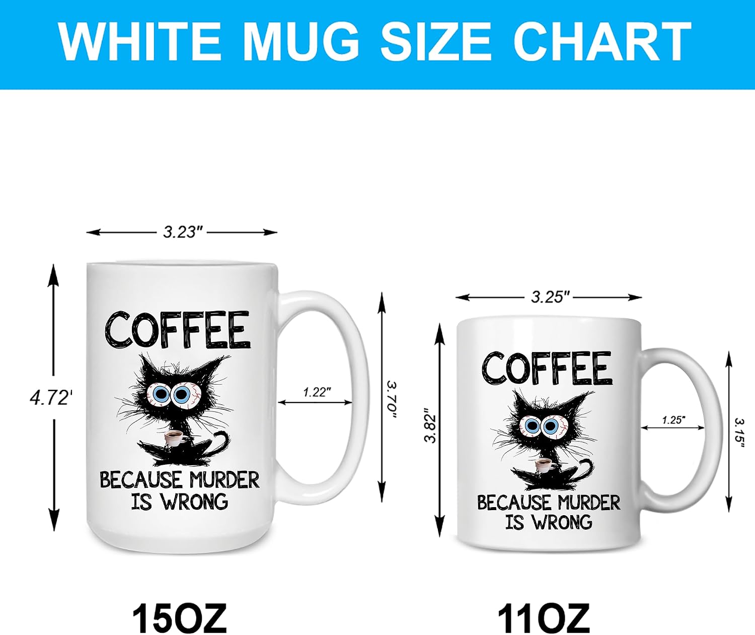 Hyturtle Funny Cat Coffee Mug - Black Cat Office Humor Gift for Coworkers, Friends - Sarcastic Quote Ceramic Cup - 11oz Mug for Men Women