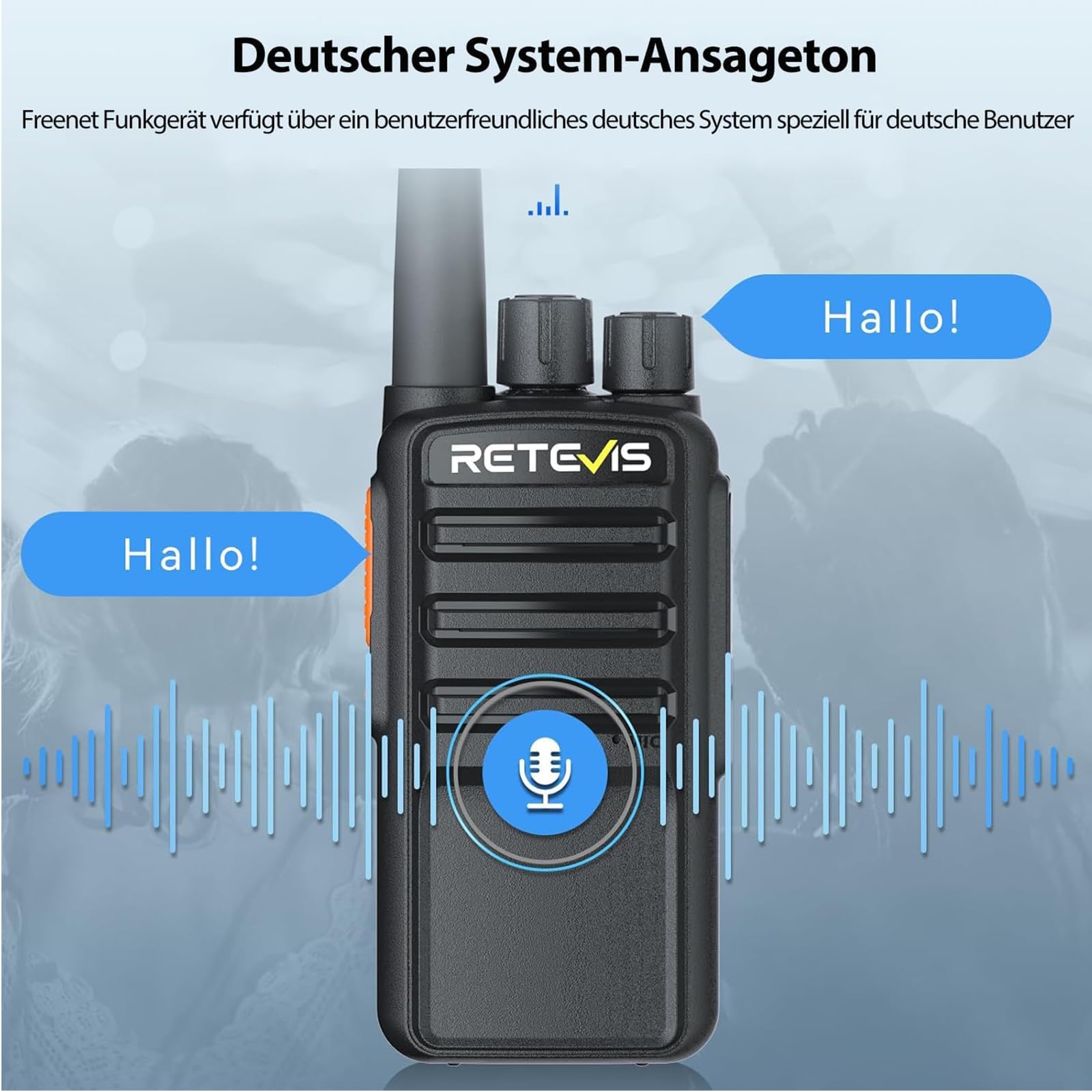 Retevis RB669 Funkgerät Set mit Headset, Freenet Lizenzfrei Walkie Talkie, 6 Freenet Kanäle und 16 PMR446, Deutsches Sprachsystem, Typ C Laden Sie, Funkgerät für Logistik, Business(Schwarz, 10 Stück)