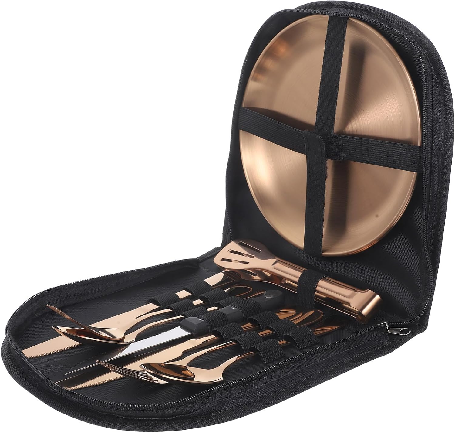 Homoyoyo 10pcs Stainless Steel Camping Cutlery Set with Fork, Knife Spoon, Portable Travel Utensil Kit with Storage Bag for Outdoor Picnic and Hiking