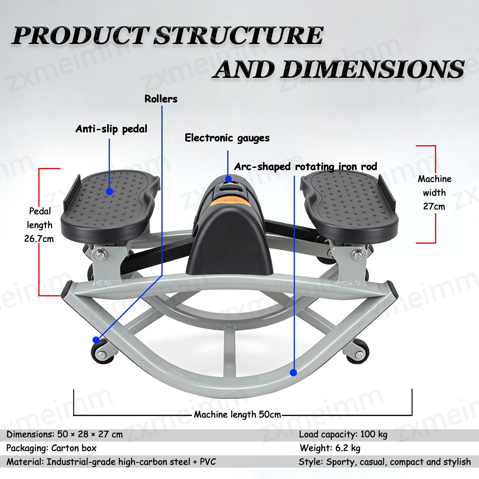 Stepper de Balanceo:Stepper Portátil Compacto para Piernas,Glúteos y Abdominales,Máquina de Entrenamiento en Casa de Bajo Impacto con Bandas de Resistencia,Fitness de Cuerpo Completo de 15 Minutos