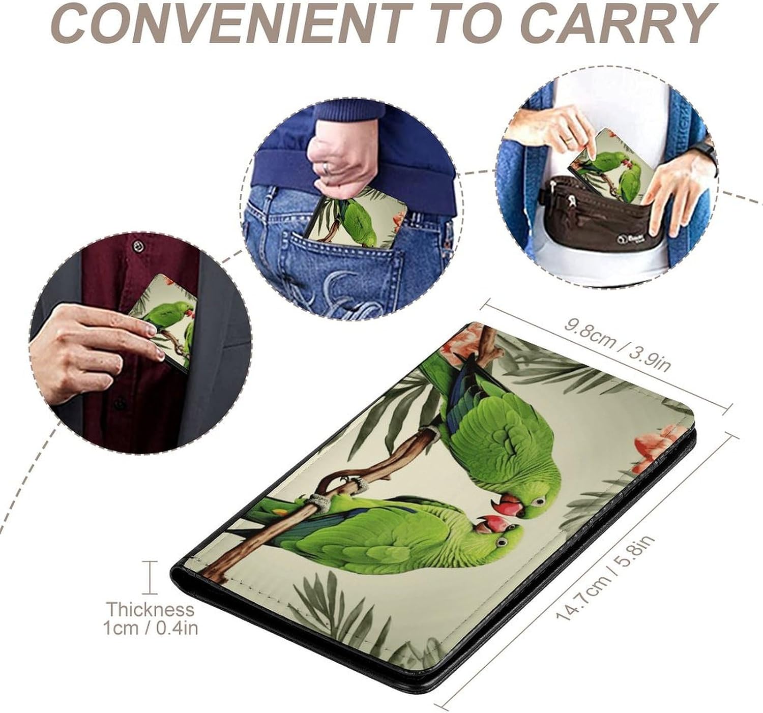 Personalized Couple Parrots Olive Passport Holder Waterproof Passport Protector for Travel Essentials Classic Passport Wallet with Slots PU Leather Passport Cover Holder